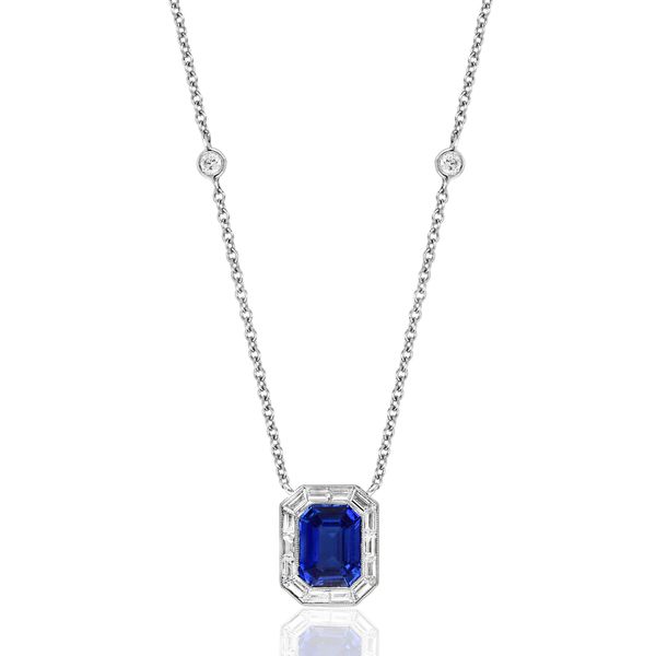 18K White Gold Bezel Colored Stone Necklace Shelle Jewelers, Inc Northbrook, IL