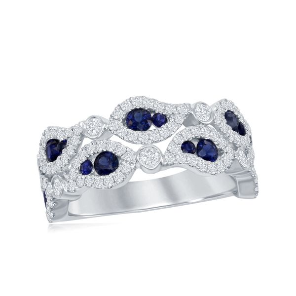 18K White Gold Halo Colored Stone Fashion Ring Shelle Jewelers, Inc Northbrook, IL