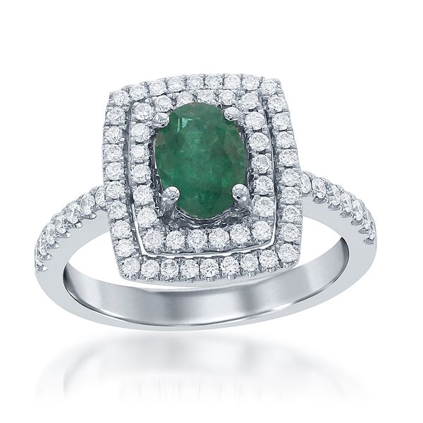 14K White Gold Halo Colored Stone Fashion Ring Shelle Jewelers, Inc Northbrook, IL