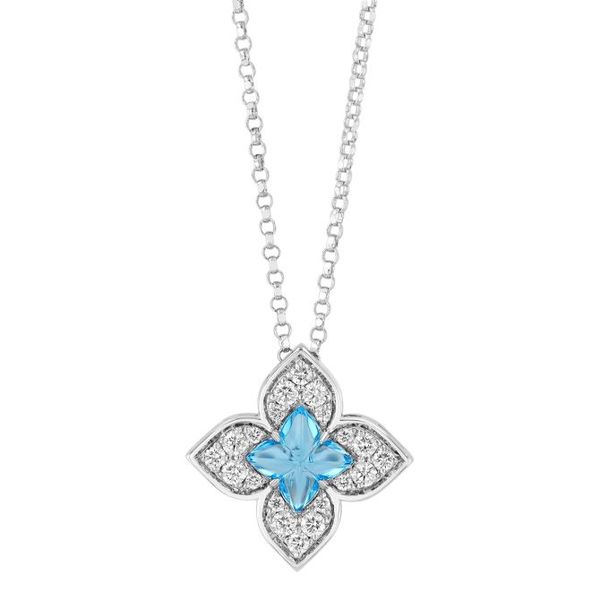 18K White Gold Colored Stone Necklace Shelle Jewelers, Inc Northbrook, IL