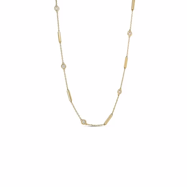 18K Yellow Gold Bezel Diamond Necklace Shelle Jewelers, Inc Northbrook, IL