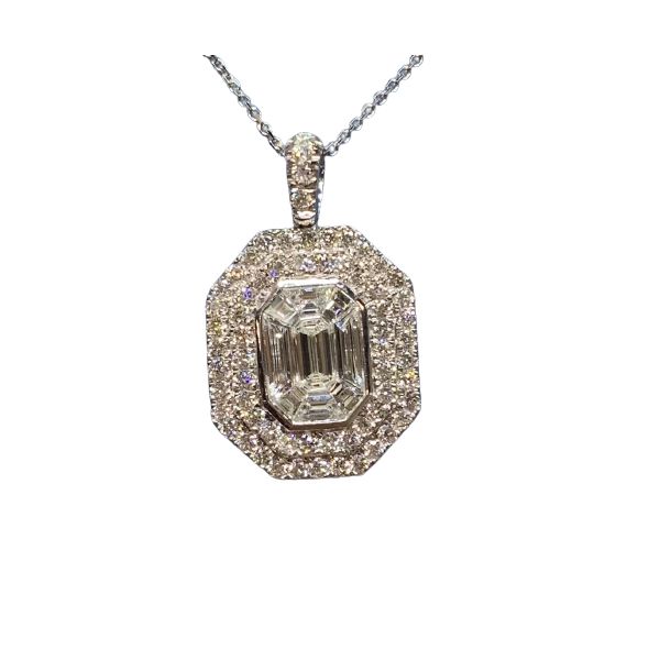 18K White Gold Cluster Pendant Shelle Jewelers, Inc Northbrook, IL