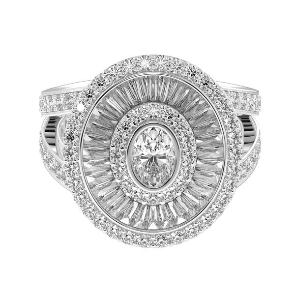 18K White Gold Halo Ring Shelle Jewelers, Inc Northbrook, IL
