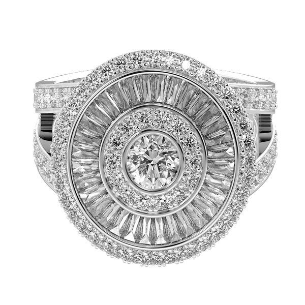 18K White Gold Halo Ring Shelle Jewelers, Inc Northbrook, IL