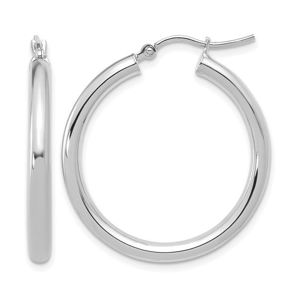 14K White Gold Hoop Earrings Shelle Jewelers, Inc Northbrook, IL