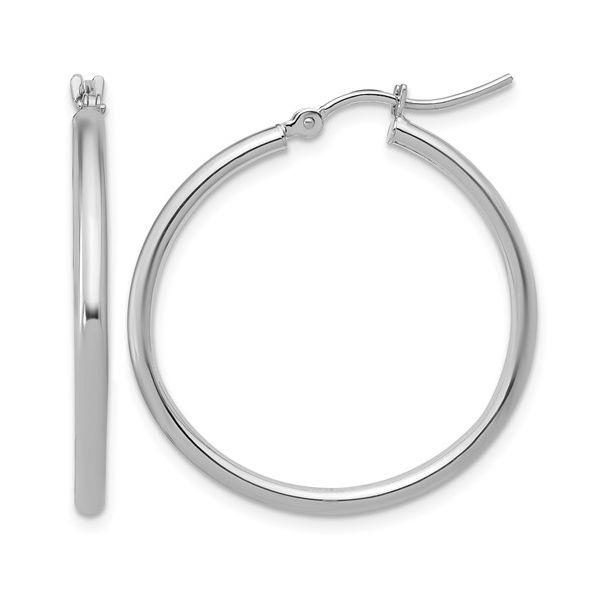 14K White Gold Hoop Earrings Shelle Jewelers, Inc Northbrook, IL