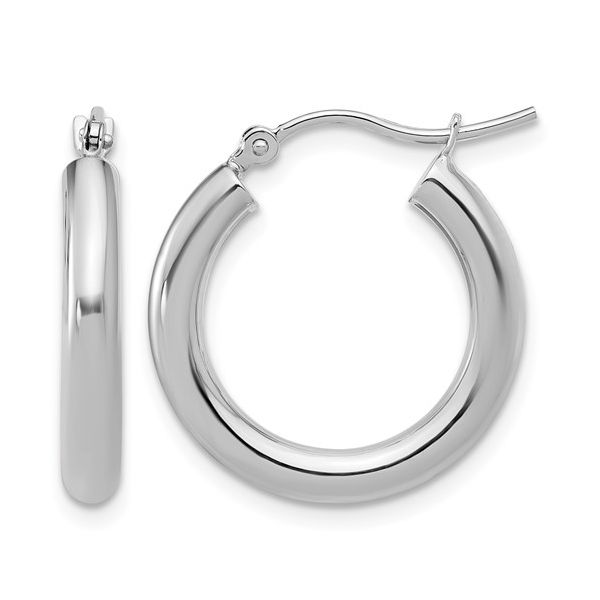 14K White Gold Hoop Earrings Shelle Jewelers, Inc Northbrook, IL