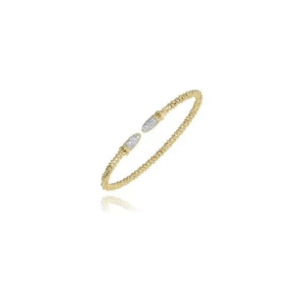 Vahan 2mm 14k Yellow Gold & Diamond Open Bangle Maharaja's Fine Jewelry & Gift Panama City, FL