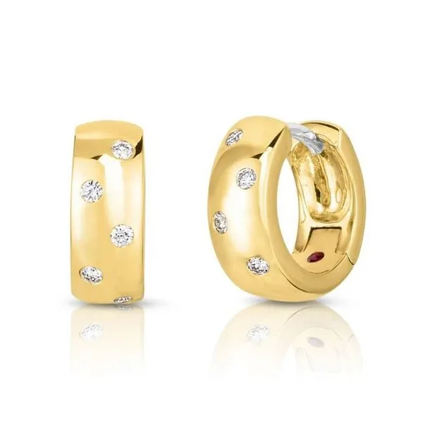 Roberto Coin Diamond Huggie Hoop Earrings in Yellow Gold Maharaja's Fine Jewelry & Gift Panama City, FL