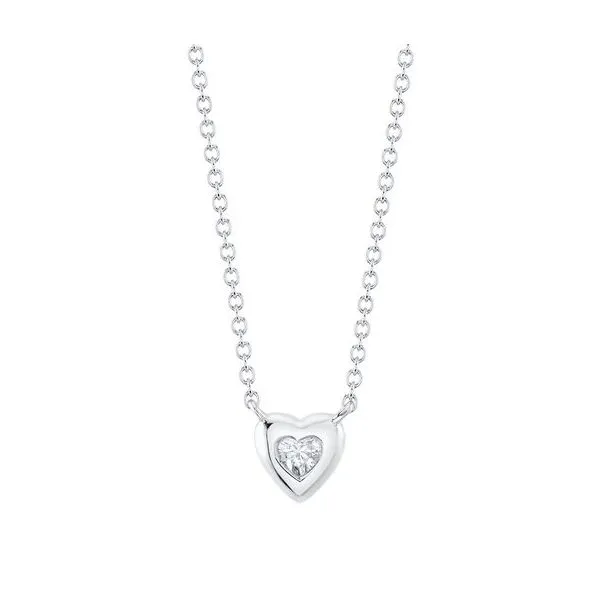Shy Creation 14K White Gold Diamond Bezel-Set Heart Necklace Maharaja's Fine Jewelry & Gift Panama City, FL