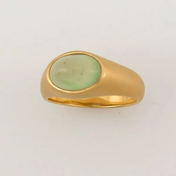 Water Green Oval Jade Gypsy Ring in 18K Yellow Gold Maharaja's Fine Jewelry & Gift Panama City, FL