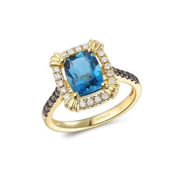 Le Vian® Ring featuring 2 1/4 cts. Deep Sea Blue Topaz™, 1/5 cts. Chocolate Diamonds®, 1/5 cts. Nude Diamonds™ set in 14K Honey Gold™ Maharaja's Fine Jewelry & Gift Panama City, FL