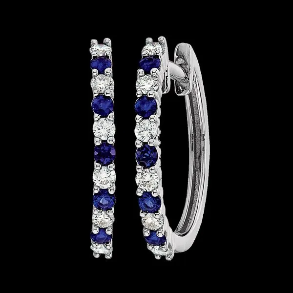Diamond and Sapphire Small Hoop Earrings Maharaja's Fine Jewelry & Gift Panama City, FL