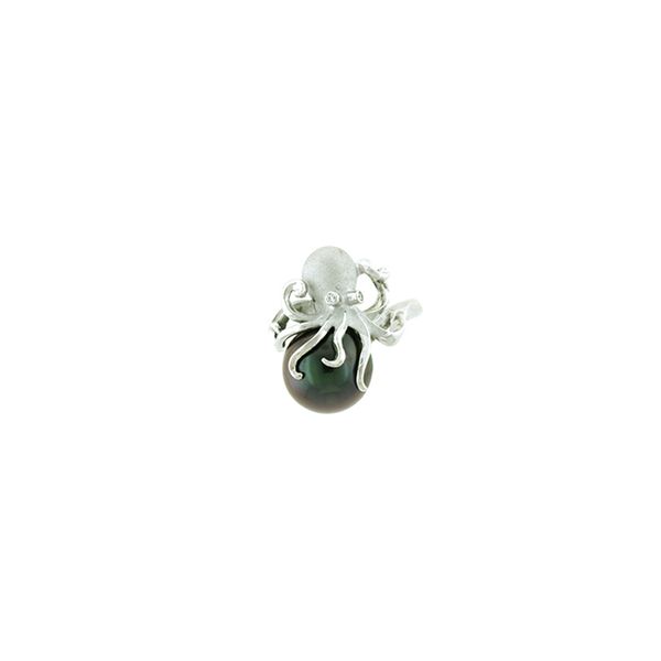 Denny Wong Tahitian Pearl Octopus Ring in 14k White Gold Maharaja's Fine Jewelry & Gift Panama City, FL