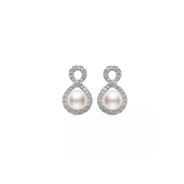 Mikimoto RUYI Collection Infinity Diamond & Pearl Earrings Maharaja's Fine Jewelry & Gift Panama City, FL