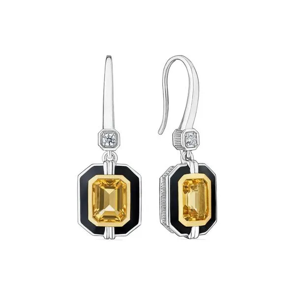 Judith Ripka Adrienne Drop Earrings with Enamel, Diamonds, and Champagne Citrine Maharaja's Fine Jewelry & Gift Panama City, FL