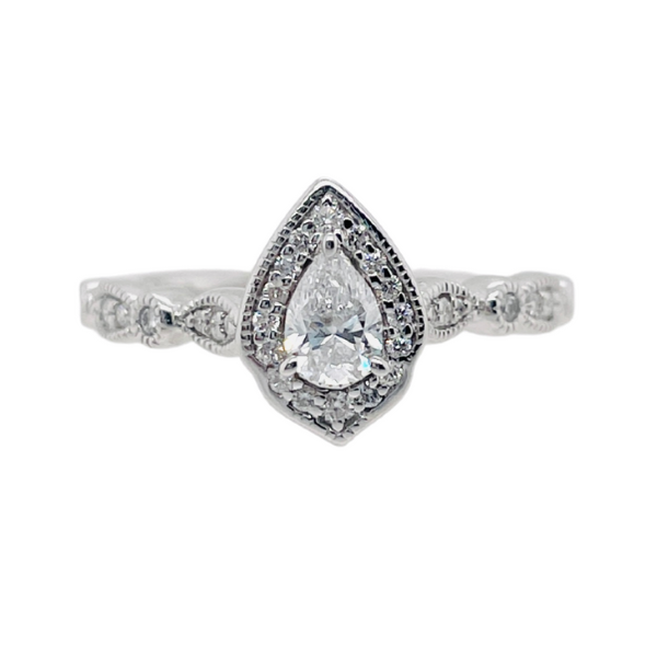 .50 Ct Pear Diamond With Halo Engagement Ring Nick T. Arnold Jewelers Owensboro, KY