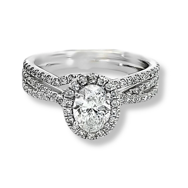 14K White Gold Oval Halo Diamond Engagement Ring Nick T. Arnold Jewelers Owensboro, KY