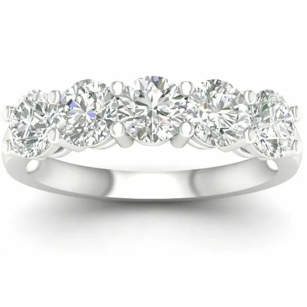  14K White Gold 2.00CTW 5-Stone Lab Grown Diamond Wedding Band Nick T. Arnold Jewelers Owensboro, KY