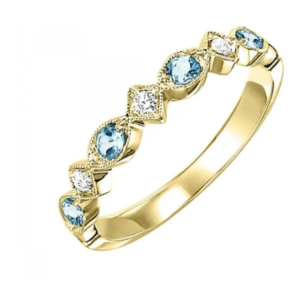 10K Yellow Gold Blue Topaz and Diamond Band Nick T. Arnold Jewelers Owensboro, KY