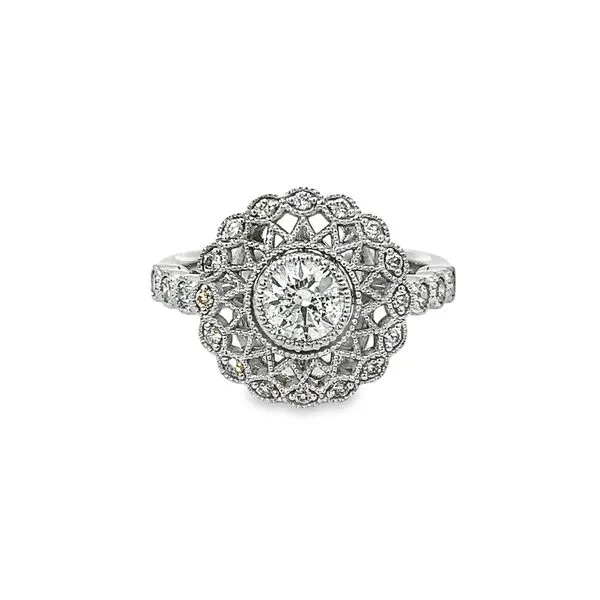 14K White Gold Halo Round Diamond Fashion Ring Nick T. Arnold Jewelers Owensboro, KY