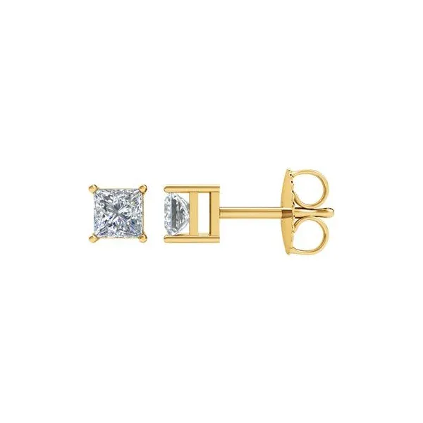 14K Yellow Gold .75CT Princess Cut Diamond Earrings Nick T. Arnold Jewelers Owensboro, KY