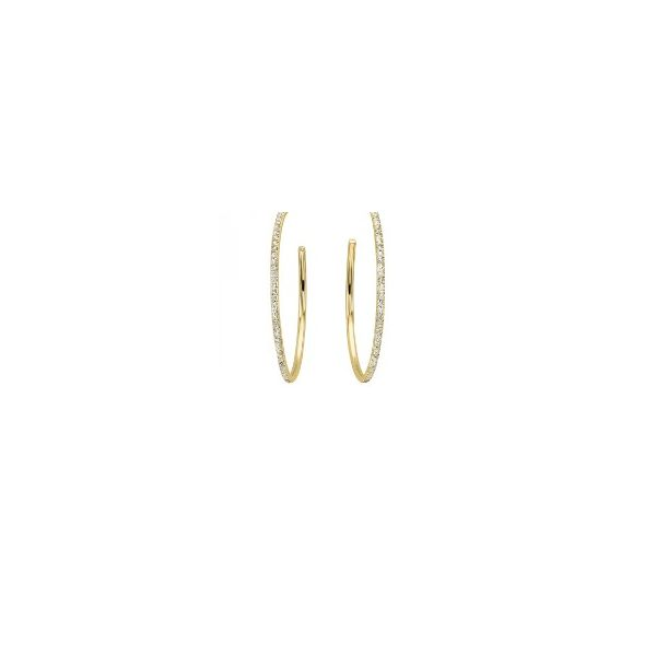 14K Yellow Gold Diamond Hoop Earrings Nick T. Arnold Jewelers Owensboro, KY