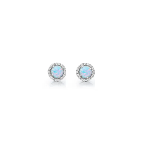 Sterling Silver Opal October Birthstone Earrings Nick T. Arnold Jewelers Owensboro, KY