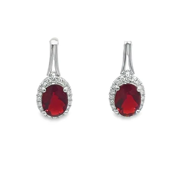 14K White Gold Garnet Diamond Earrings Nick T. Arnold Jewelers Owensboro, KY
