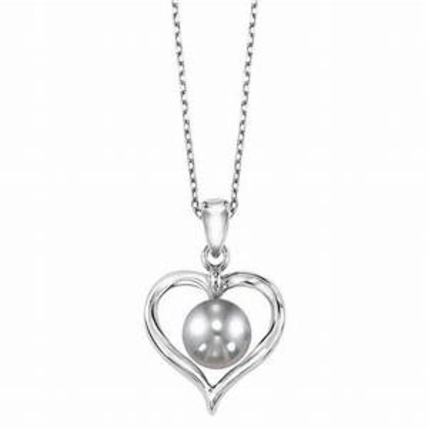Sterling Silver Heart Necklace with Pearl Nick T. Arnold Jewelers Owensboro, KY