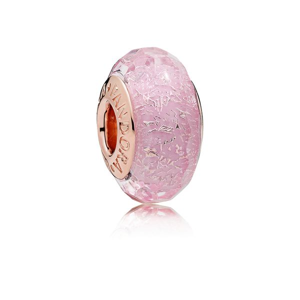 Pink Glitter Glass Murano Charm Nick T. Arnold Jewelers Owensboro, KY