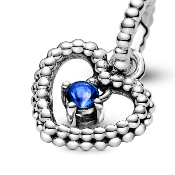 September Sea Blue Beaded Heart Dangle Charm Nick T. Arnold Jewelers Owensboro, KY