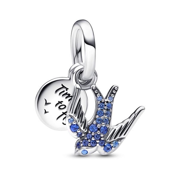 Sparkling Swallow & Quote Double Dangle Charm Nick T. Arnold Jewelers Owensboro, KY