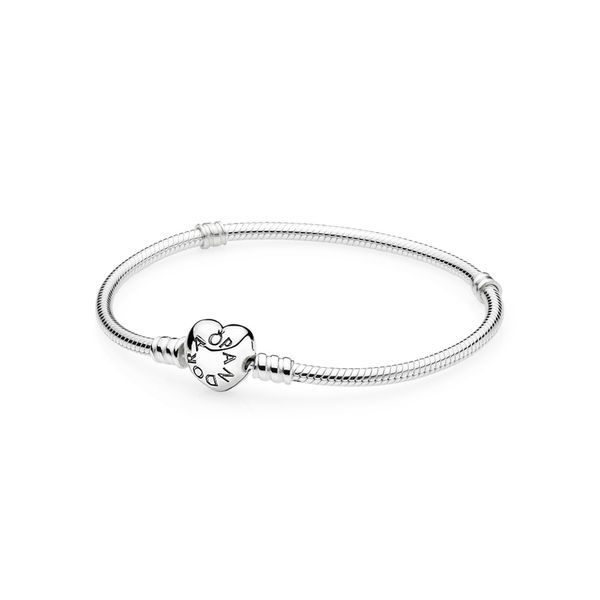 Pandora Moments Heart Clasp Snake Chain Bracelet - Size 16 Nick T. Arnold Jewelers Owensboro, KY