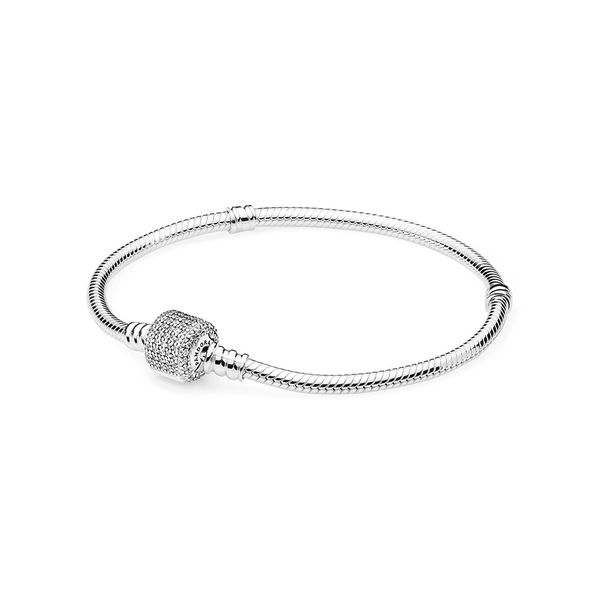 Pandora Pave Clasp Snake Chain Bracelet - Size 19 Nick T. Arnold Jewelers Owensboro, KY