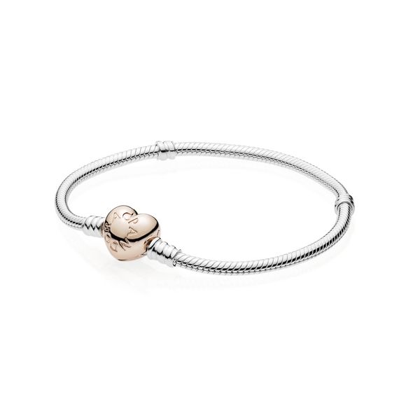 Pandora Moments Heart Clasp Snake Chain Bracelet - Size 20 Nick T. Arnold Jewelers Owensboro, KY