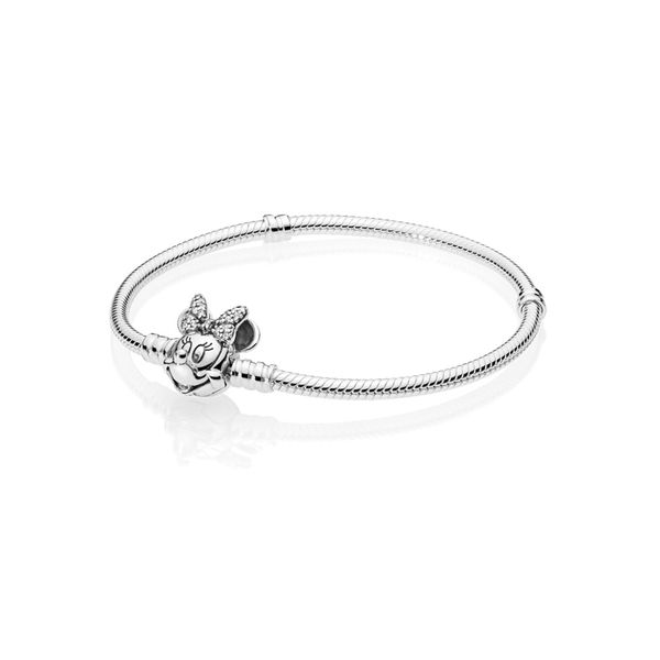  Pandora Moments Pave Minnie Mouse Clasp Snake Chain Bracelet - Size 20 Nick T. Arnold Jewelers Owensboro, KY