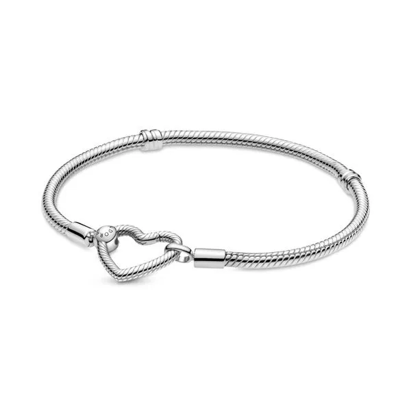 Pandora Moments Heart Closure Snake Chain Bracelet - Size 16 Nick T. Arnold Jewelers Owensboro, KY