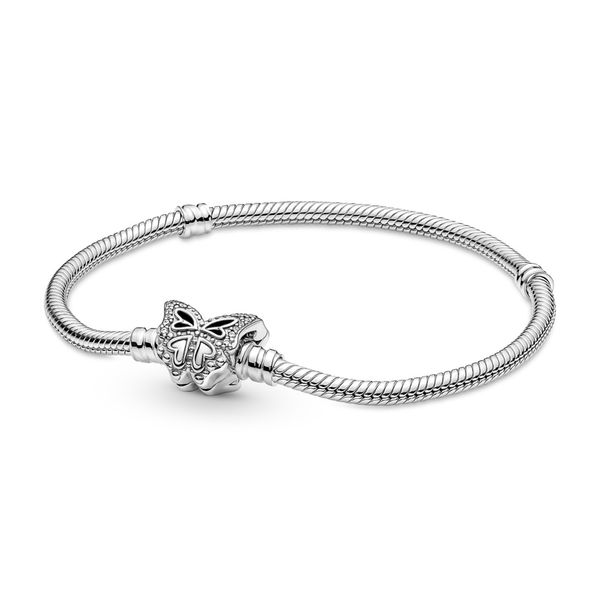 Pandora Moments Butterfly Clasp Snake Chain Bracelet - Size 1 Nick T. Arnold Jewelers Owensboro, KY