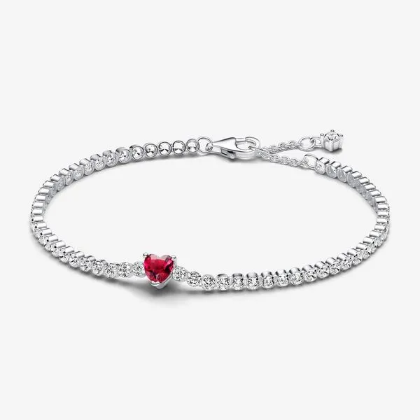 Red Sparkling Heart Tennis Bracelet - Size 18 Nick T. Arnold Jewelers Owensboro, KY