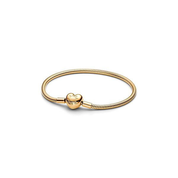 Pandora Moments Heart Clasp Snake Chain Bracelet - Size 19 Nick T. Arnold Jewelers Owensboro, KY