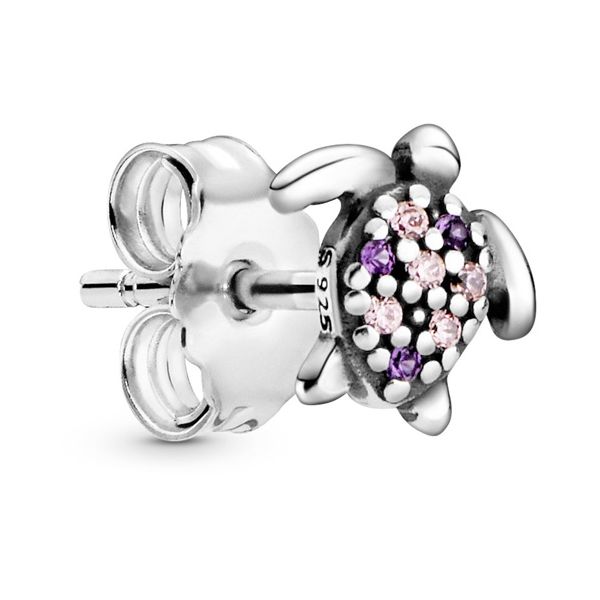Rainbow Mystical Fire Topaz Sea Turtle Charms Stud Earrings - 925 Sterling Silver