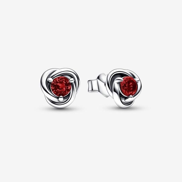 January Red Eternity Circle Stud Earrings Nick T. Arnold Jewelers Owensboro, KY