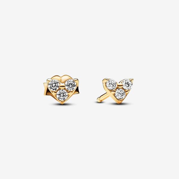 Triple Stone Heart Stud Earrings Nick T. Arnold Jewelers Owensboro, KY