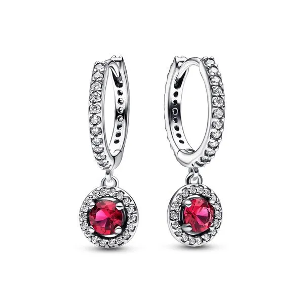 Red Round Sparkling Hoop Earrings Nick T. Arnold Jewelers Owensboro, KY