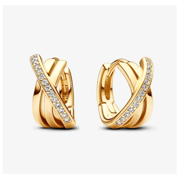 Pandora Crossover Pave Hoop Earrings 001 953 02370 Owensboro Nick T. Arnold Jewelers Owensboro KY