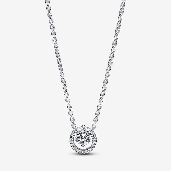 Sparkling Round Halo Pendant Collier Necklace Nick T. Arnold Jewelers Owensboro, KY