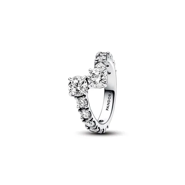 Pandora Sparkling Overlapping Band Ring - Size 54 / US 7 | Nick T