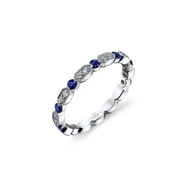 Sapphire and Diamond Wedding Band Image 2 Simones Jewelry, LLC Shrewsbury, NJ