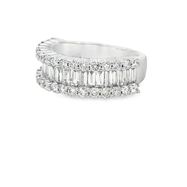 Round & Baguette Diamond Band Image 2 Simones Jewelry, LLC Shrewsbury, NJ